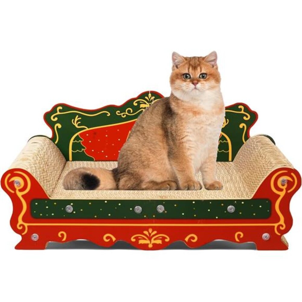 Cat scratch sofa cardboard lounge bed indoor scratcher pad red cat furniture